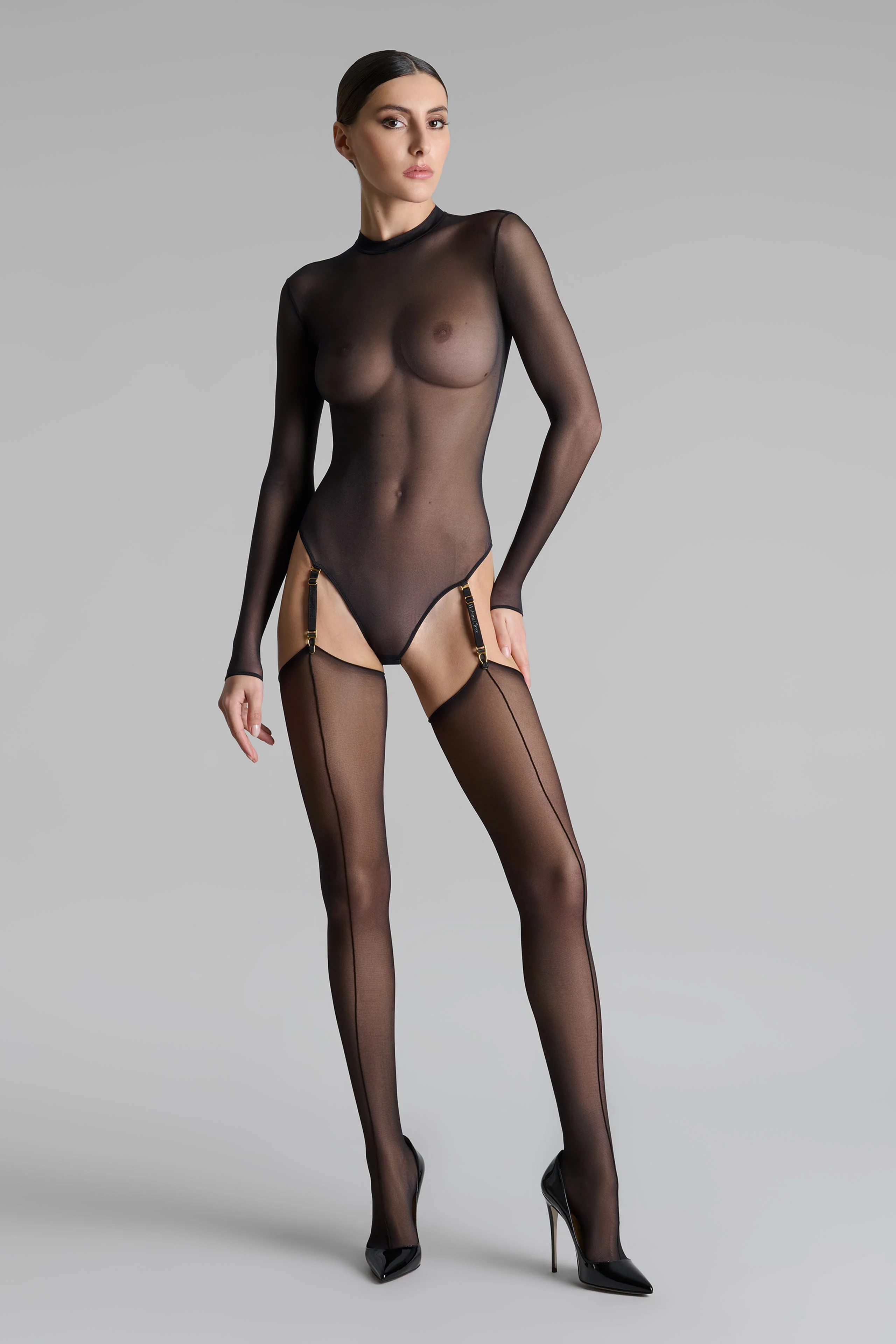 Cut and curled double seamed stockings - 20D - LEGWEAR - Image 3