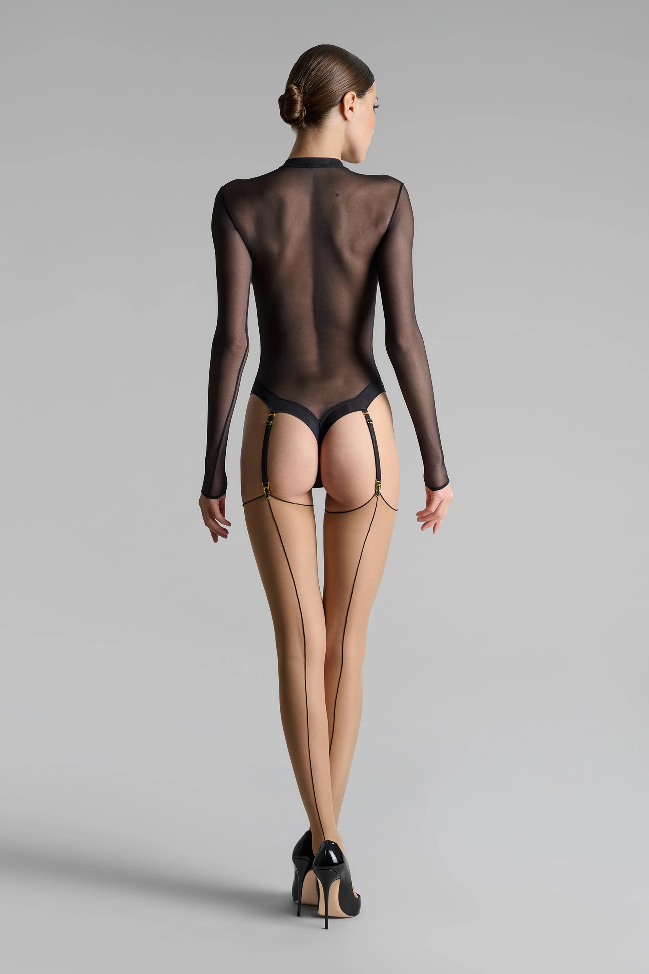 Cut and curled back seamed stockings - 20D - LEGWEAR - Image 3